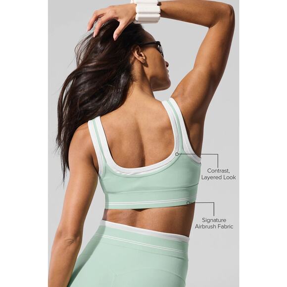 Alo Yoga Airbrush Better Together Bra Spearmint Green Size XS EUC Double Layer - Picture 11 of 15